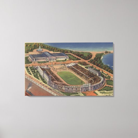 Chicago, Illinois, Soldaten Field en Field Canvas Afdruk (Voorkant)