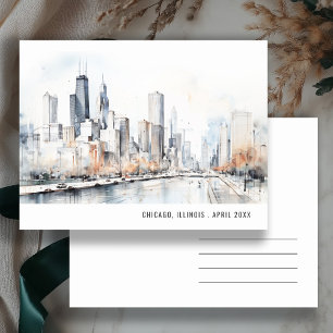 Chicago Illinois Stad Landschap Aquarel Reizen Briefkaart