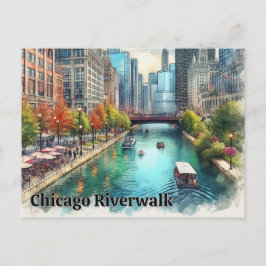 Chicago Illinois Stad Rivier Ansichtkaart Briefkaart