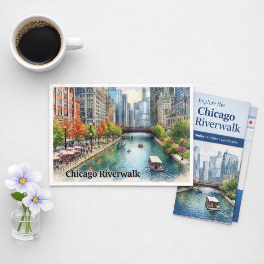 Chicago Illinois Stad Rivier Ansichtkaart Briefkaart