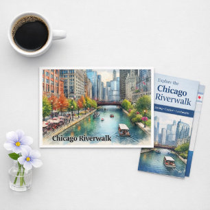 Chicago Illinois Stad Rivier Prentbriefkaart Briefkaart