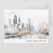 Chicago Illinois Stad Silhouet Aquarel Reizen Briefkaart (Voorkant)