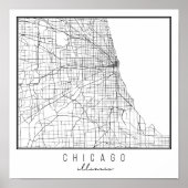 Chicago Illinois Street Map Poster (Voorkant)