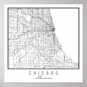 Chicago Illinois Street Map Poster