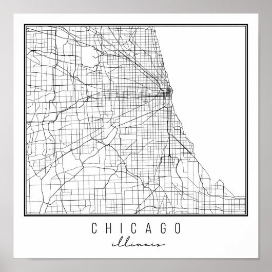 Chicago Illinois Street Map Poster (Voorkant)