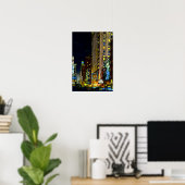 Chicago Illinois Street Uitzicht bij Night Poster (Thuiskantoor)