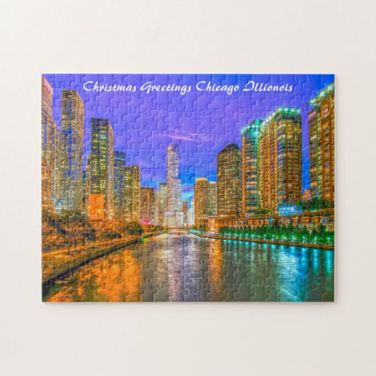 Chicago Illinois Streetscape. Jigzaag Puzzle Legpuzzel (Horizontaal)