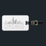 Chicago, Illinois Stylized Skyline Luggage Bagagelabel<br><div class="desc">Een uniek bagagelabel dat de prachtige stad Chicago vertegenwoordigt,  Illinois. Dit label bevat een gestileerde illustratie van de unieke skyline van de stad met de naam eronder.</div>