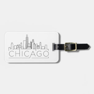 Chicago, Illinois Stylized Skyline Luggage Bagagelabel