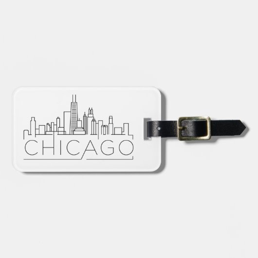 Chicago, Illinois Stylized Skyline Luggage Bagagelabel (Voorkant horizontaal)