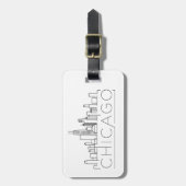 Chicago, Illinois Stylized Skyline Luggage Bagagelabel (Voorkant verticaal)