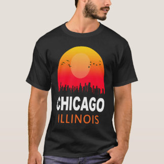 Chicago Illinois Sunset Retro City U T-shirt