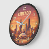 Chicago Illinois Sunset Skyline Grote Klok (Hoek)