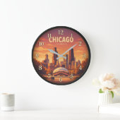 Chicago Illinois Sunset Skyline Grote Klok (Huis)