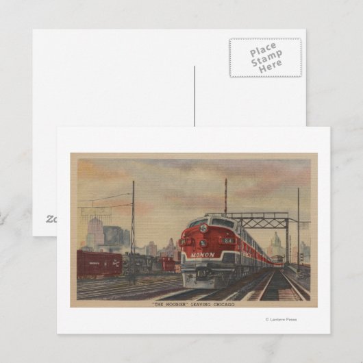 Chicago, Illinois/Train Briefkaart (Voorkant / Achterkant)