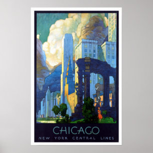 Chicago Illinois Train Poster