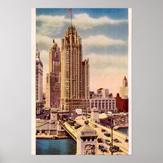 Chicago Illinois Tribune Tower Poster (Voorkant)