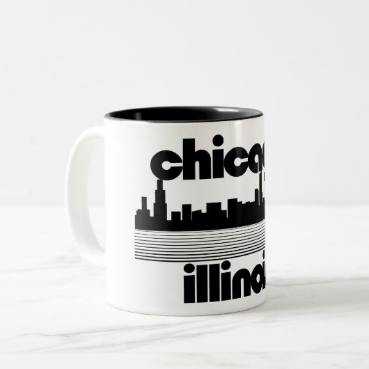 Chicago, Illinois Tweekleurige Koffiemok (Voorkant links)