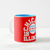Chicago, Illinois Tweekleurige Koffiemok (Voorkant links)