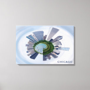 Chicago Illinois Unique City Skyline Travel Photo Canvas Afdruk
