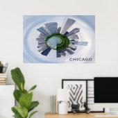 Chicago Illinois Unique City Skyline Travel Photo Poster (Thuiskantoor)