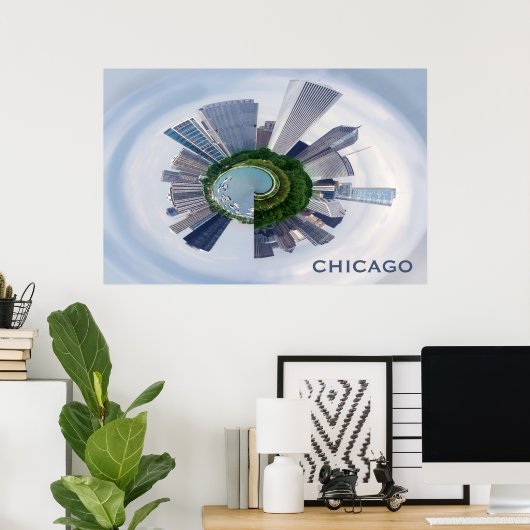 Chicago Illinois Unique City Skyline Travel Photo Poster (Thuiskantoor)