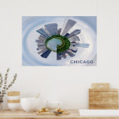 Chicago Illinois Unique City Skyline Travel Photo Poster (Keuken)