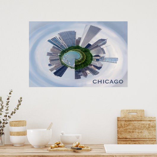 Chicago Illinois Unique City Skyline Travel Photo Poster (Keuken)