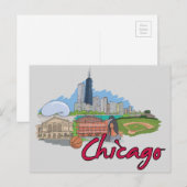 Chicago, Illinois US Famous City Briefkaart (Voorkant / Achterkant)