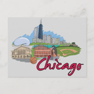 Chicago, Illinois US Famous City Briefkaart