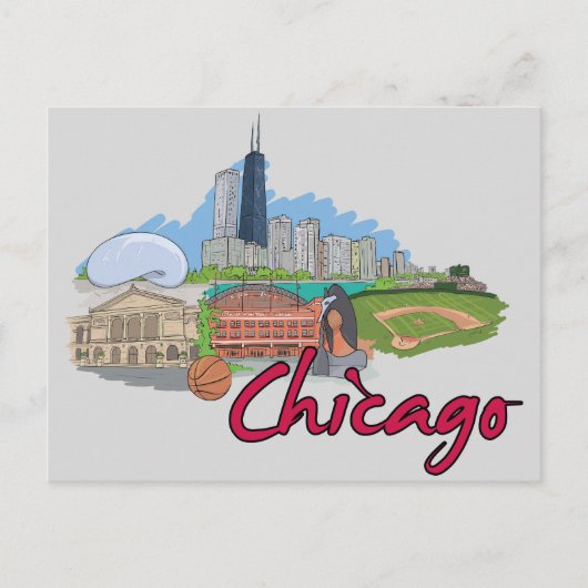 Chicago, Illinois US Famous City Briefkaart (Voorkant)
