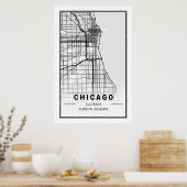 Chicago Illinois USA City Travel City Map Poster (Keuken)