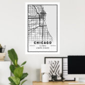 Chicago Illinois USA City Travel City Map Poster (Thuiskantoor)