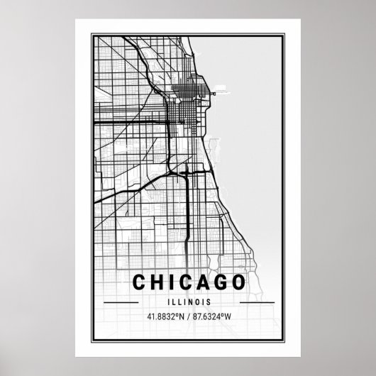 Chicago Illinois USA City Travel City Map Poster (Voorkant)