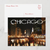 Chicago Illinois USA - Night Chicago Skyline Briefkaart (Voorkant / Achterkant)