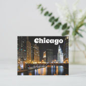 Chicago Illinois USA - Night Chicago Skyline Briefkaart (Staand voorkant)