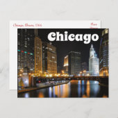 Chicago Illinois USA - Night Chicago Skyline Briefkaart (Voorkant / Achterkant)