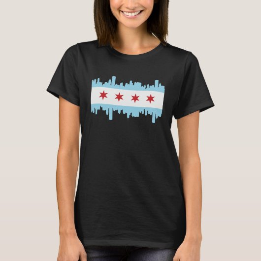 Chicago Illinois USA Skyline Silhouette Outline Sk T-shirt (Voorkant)