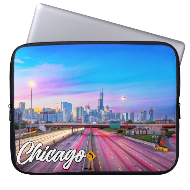 Chicago, Illinois, Verenigde Staten Laptop Sleeve (Voorkant)