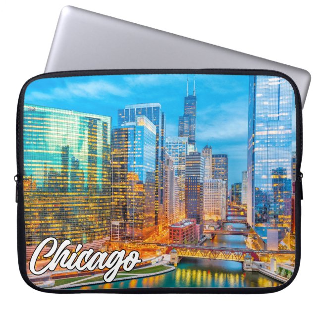 Chicago, Illinois, Verenigde Staten Laptop Sleeve (Voorkant)