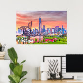 Chicago, Illinois, Verenigde Staten Poster (Thuiskantoor)