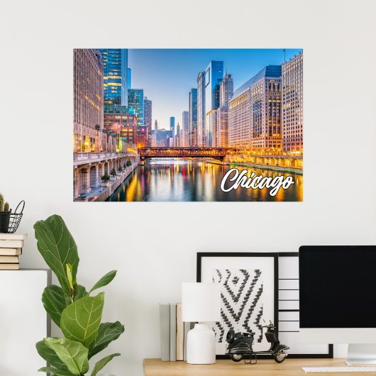 Chicago, Illinois, Verenigde Staten Poster (Thuiskantoor)