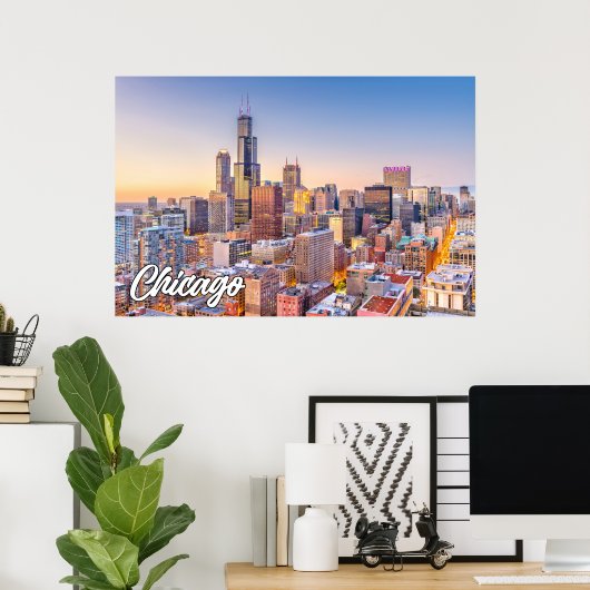 Chicago, Illinois, Verenigde Staten Poster (Thuiskantoor)