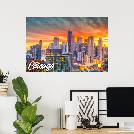 Chicago, Illinois, Verenigde Staten Poster (Thuiskantoor)