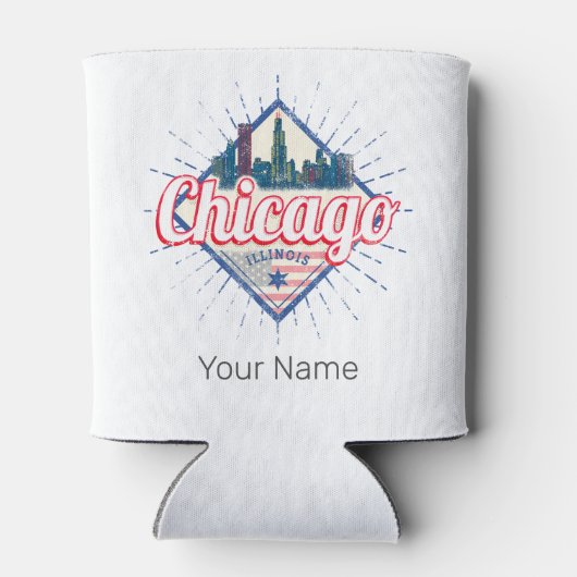 Chicago Illinois Verenigde Staten Retro Skyline Ve Blikjeskoeler (Achterkant)