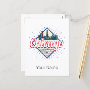 Chicago Illinois Verenigde Staten Retro Skyline Ve Feestdagenkaart