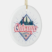 Chicago Illinois Verenigde Staten Retro Skyline Ve Keramisch Ornament (Rechts)