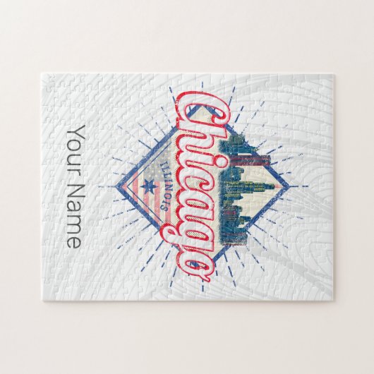 Chicago Illinois Verenigde Staten Retro Skyline Ve Legpuzzel (Horizontaal)