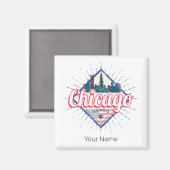 Chicago Illinois Verenigde Staten Retro Skyline Ve Magneet (Voorkant / Achterkant)