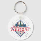 Chicago Illinois Verenigde Staten Retro Skyline Ve Sleutelhanger (Voorkant)